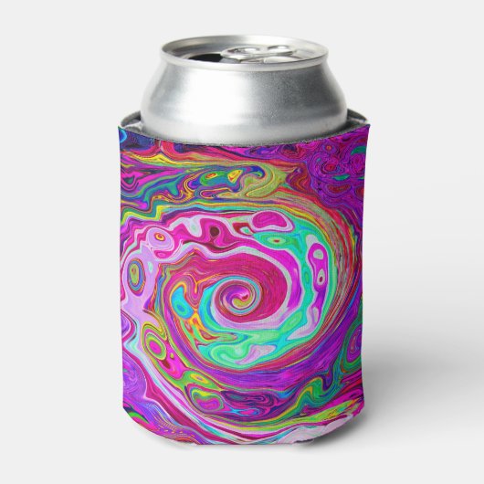 Groovy Abstrakt Retro Magenta Rainbow Swirl Dosenkühler (Kanne Vorderseite)