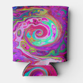 Groovy Abstrakt Retro Magenta Rainbow Swirl Dosenkühler (Vorderseite)