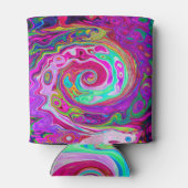 Groovy Abstrakt Retro Magenta Rainbow Swirl Dosenkühler (Rückseite)