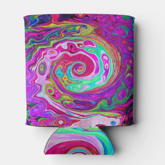 Groovy Abstrakt Retro Magenta Rainbow Swirl Dosenkühler (Rückseite)