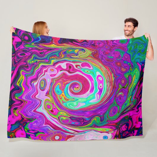 Groovy Abstrakt Retro Magenta Rainbow Swirl Fleecedecke (Beispiel)