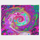 Groovy Abstrakt Retro Magenta Rainbow Swirl Fleecedecke (Vorderseite (Horizontal))