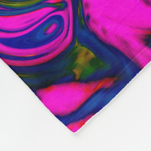 Groovy Abstrakt Retro Magenta Rainbow Swirl Fleecedecke (Ecke)