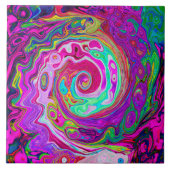 Groovy Abstrakt Retro Magenta Rainbow Swirl Fliese (Vorderseite)