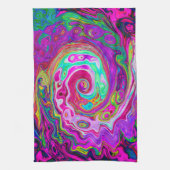 Groovy Abstrakt Retro Magenta Rainbow Swirl Geschirrtuch (Vertikal)