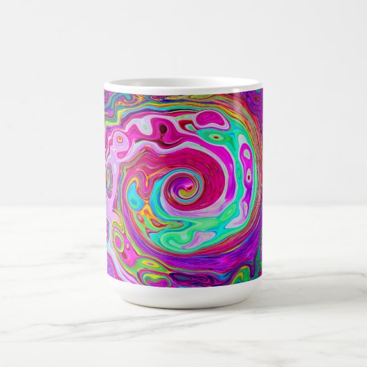 Groovy Abstrakt Retro Magenta Rainbow Swirl Kaffeetasse (Mittel)