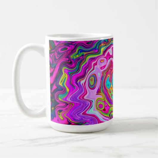 Groovy Abstrakt Retro Magenta Rainbow Swirl Kaffeetasse (Links)