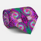 Groovy Abstrakt Retro Magenta Rainbow Swirl Krawatte (Gerollt)