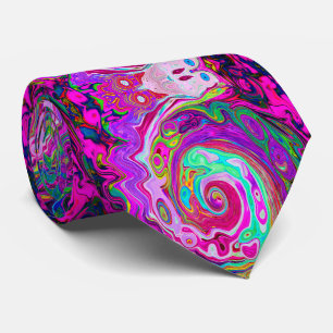 Groovy Abstrakt Retro Magenta Rainbow Swirl Krawatte
