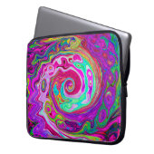 Groovy Abstrakt Retro Magenta Rainbow Swirl Laptopschutzhülle (Vorderseite Links)