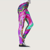 Groovy Abstrakt Retro Magenta Rainbow Swirl Leggings (Rechts)