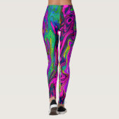 Groovy Abstrakt Retro Magenta Rainbow Swirl Leggings (Rückseite)