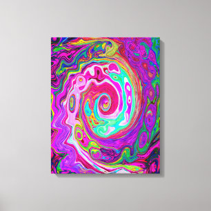 Groovy Abstrakt Retro Magenta Rainbow Swirl Leinwanddruck