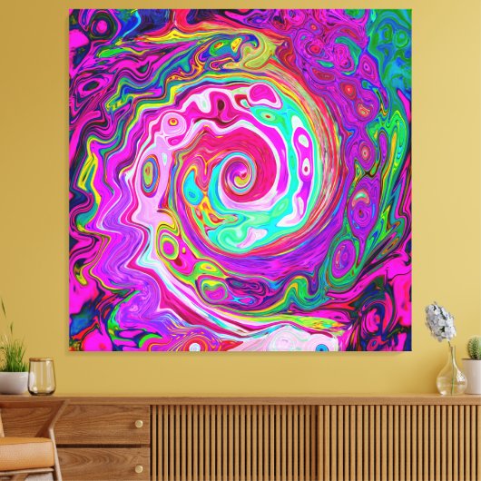 Groovy Abstrakt Retro Magenta Rainbow Swirl Leinwanddruck (Insitu (Wohnzimmer))
