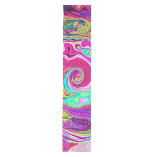 Groovy Abstrakt Retro Magenta Rainbow Swirl Mittelgroßer Tischläufer (Vorderseite)