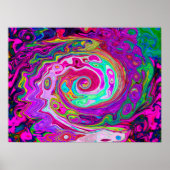 Groovy Abstrakt Retro Magenta Rainbow Swirl Poster (Vorne)