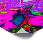 Groovy Abstrakt Retro Magenta Rainbow Swirl Poster (Ecke)