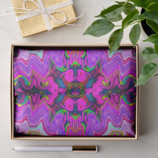 Groovy Abstrakt Retro Magenta Rainbow Swirl Seidenpapier (Geschenk)