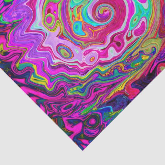 Groovy Abstrakt Retro Magenta Rainbow Swirl Seidenpapier (Detail)