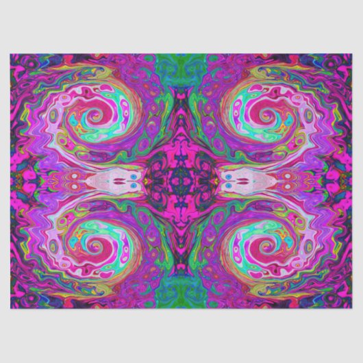 Groovy Abstrakt Retro Magenta Rainbow Swirl Seidenpapier (Vorderseite)
