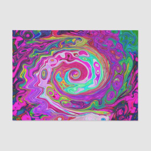 Groovy Abstrakt Retro Magenta Rainbow Swirl Seidenpapier (Vorderseite)