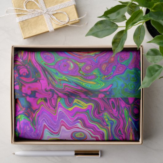 Groovy Abstrakt Retro Magenta Rainbow Swirl Seidenpapier (Geschenk)
