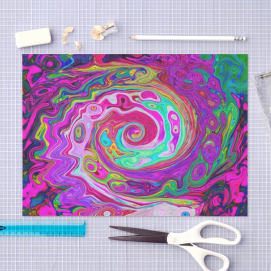 Groovy Abstrakt Retro Magenta Rainbow Swirl Seidenpapier (Handwerk)