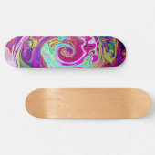 Groovy Abstrakt Retro Magenta Rainbow Swirl Skateboard (Horizontal)
