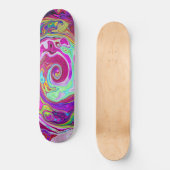 Groovy Abstrakt Retro Magenta Rainbow Swirl Skateboard (Vorderseite)