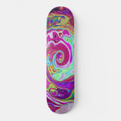 Groovy Abstrakt Retro Magenta Rainbow Swirl Skateboard (Vorderseite)