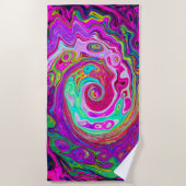 Groovy Abstrakt Retro Magenta Rainbow Swirl Strandtuch (Vorderseite)
