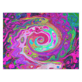 Groovy Abstrakt Retro Magenta Rainbow Swirl Tischdecke (Vorderseite (Horizontal))