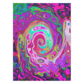 Groovy Abstrakt Retro Magenta Rainbow Swirl Tischdecke (Vorderseite)