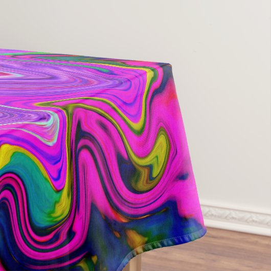 Groovy Abstrakt Retro Magenta Rainbow Swirl Tischdecke (Beispiel)