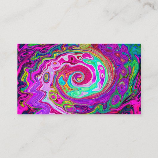 Groovy Abstrakt Retro Magenta Rainbow Swirl Visitenkarte (Vorderseite)
