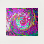 Groovy Abstrakt Retro Magenta Rainbow Swirl Wandteppich (Vorderseite (Horizontal))
