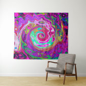 Groovy Abstrakt Retro Magenta Rainbow Swirl Wandteppich (Beispiel (Horizontal))