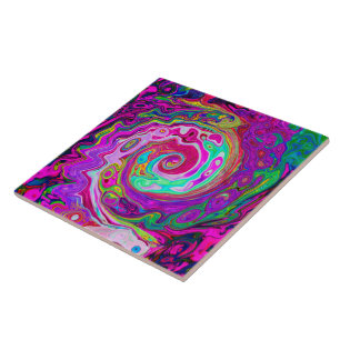 Groovy Abstrakt Retro Magenta Regenbogenwirbel Fliese
