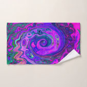 Groovy Abstrakt Retro Magenta und Lila Swirl Badhandtuch Set (Handtuch)