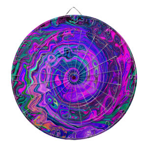 Groovy Abstrakt Retro Magenta und Lila Swirl Dartscheibe