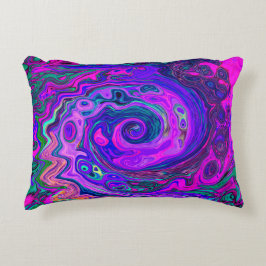 Groovy Abstrakt Retro Magenta und Lila Swirl Dekokissen