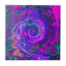 Groovy Abstrakt Retro Magenta und Lila Swirl