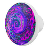 Groovy Abstrakt Retro Magenta und Lila Swirl Keramikknauf (Rechts)