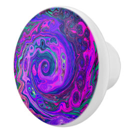 Groovy Abstrakt Retro Magenta und Lila Swirl Keramikknauf