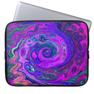Groovy Abstrakt Retro Magenta und Lila Swirl Laptopschutzhülle