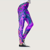 Groovy Abstrakt Retro Magenta und Lila Swirl Leggings (Rechts)