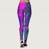 Groovy Abstrakt Retro Magenta und Lila Swirl Leggings (Rückseite)
