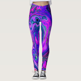 Groovy Abstrakt Retro Magenta und Lila Swirl Leggings