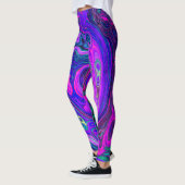 Groovy Abstrakt Retro Magenta und Lila Swirl Leggings (Links)