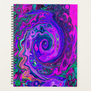 Groovy Abstrakt Retro Magenta und Lila Swirl Planer